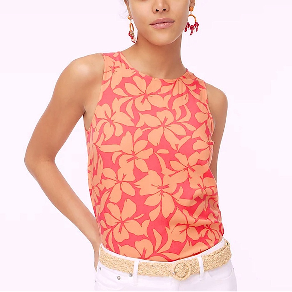 J Crew Shell Tank Orange Floral M